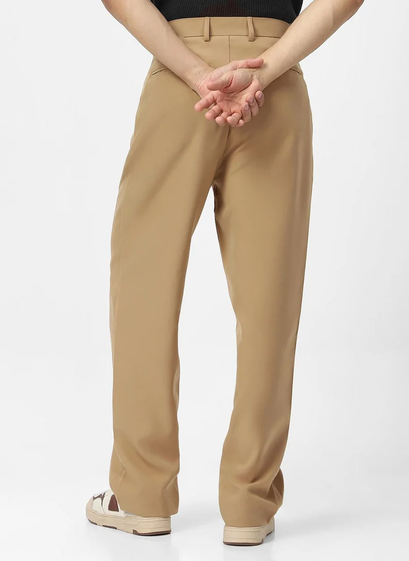 Urbano Fashion  Urbano Fashion Men's Khaki Loose Baggy Fit Solid Korean Pants Stretchable for Men | Best Price UAE